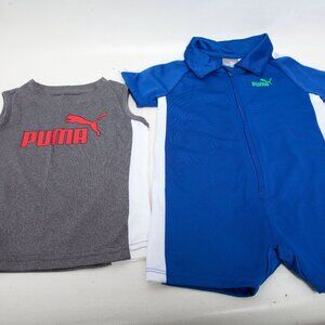 PUMA Baby Boy 2-Pieces– Size 18 Months – Navy Romper & Gray Tank Top
